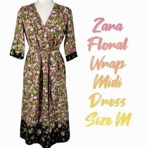 Zara women’s Medium ditzy floral wrap dress